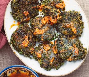 Spinach Fritters With Chilli & Garlic Oil