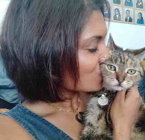Mitali Deypurkaystha with her cat